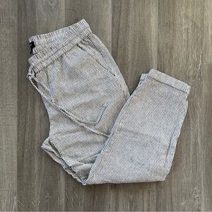 j. crew factory striped linen cotton blend drawstring pants